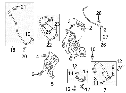 2017 Ford Escape Turbocharger Water Feed Tube Diagram for GJ5Z-8A520-A