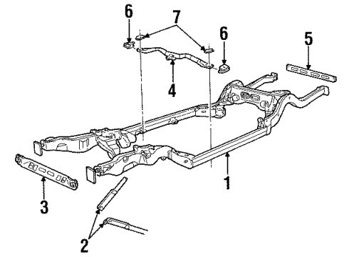 1993 Lincoln Town Car Frame & Components Transmission Support Diagram for FOAZ-5027-A