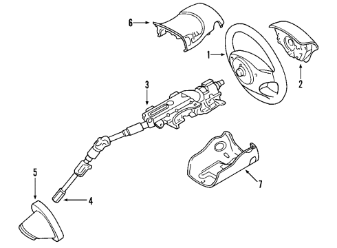2002 Ford Focus Steering Column, Steering Wheel & Trim Column Assembly Diagram for 1S4Z-3C529-EA