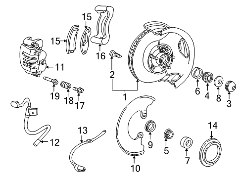 2002 Ford Ranger Brake Components Front Pads Diagram for 2L5Z-2001-AA