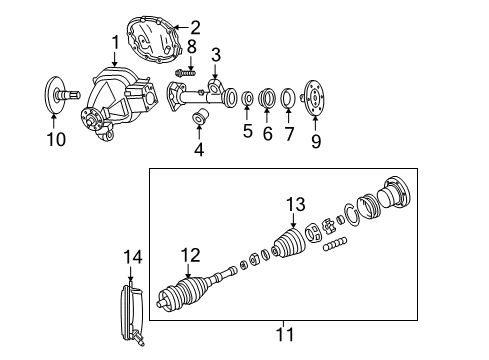 2008 Lincoln Mark LT Carrier & Front Axles Housing Tube Bushing Diagram for 5L7Z-3A443-CA