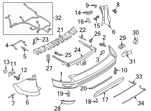 2018 Ford Escape Rear Bumper Lower Cover Screw Diagram for -W506964-S303