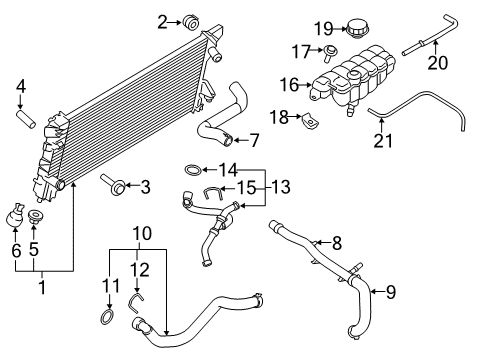 2019 Ford F-150 Radiator & Components Overflow Hose Diagram for FL3Z-8075-A