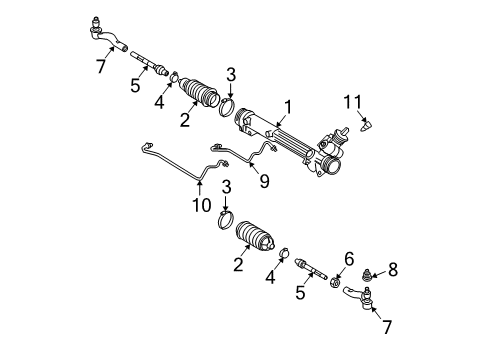 2004 Lincoln Town Car Steering Column & Wheel, Steering Gear & Linkage Outer Tie Rod Diagram for 3W1Z-3A130-BB