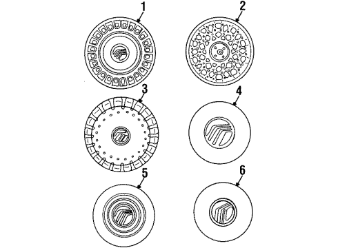 1999 Mercury Grand Marquis Wheel Covers & Trim Wheel Cover Diagram for F8MZ-1130-BA