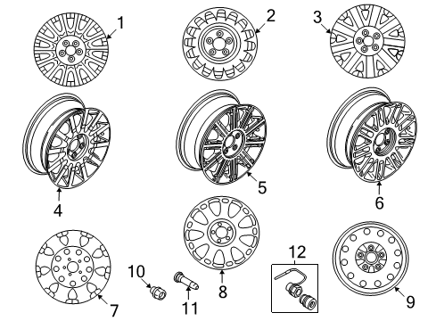 2004 Lincoln Town Car Wheels Wheel, Alloy Diagram for 3W1Z-1007-BA
