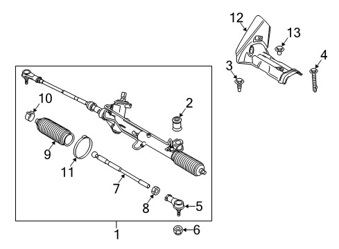 2012 Ford Transit Connect Steering Column & Wheel, Steering Gear & Linkage Outer Tie Rod Diagram for 2T1Z-3A130-A