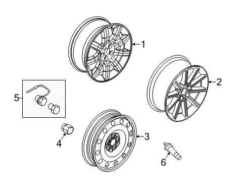 2017 Ford Flex Wheels Wheel, Alloy Diagram for DA8Z-1007-B