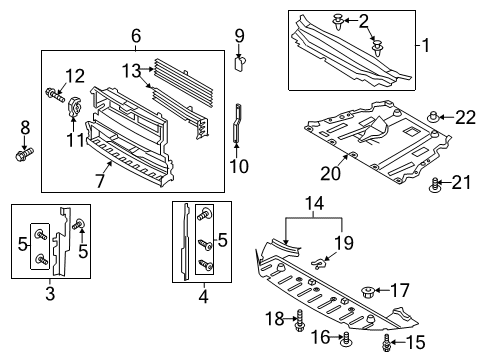 2015 Ford Fusion Splash Shields Shutter Assembly Diagram for DS7Z-8475-A