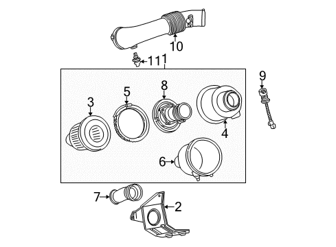 2004 Ford F-350 Super Duty Air Intake Air Cleaner Assembly Diagram for YC3Z-9600-AE