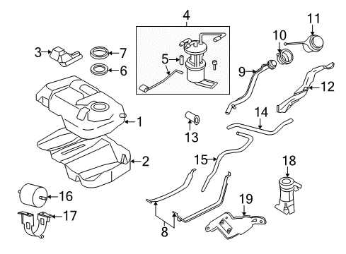 2008 Mercury Mariner Fuel Supply Throttle Cable Diagram for 7L8Z-9A758-D
