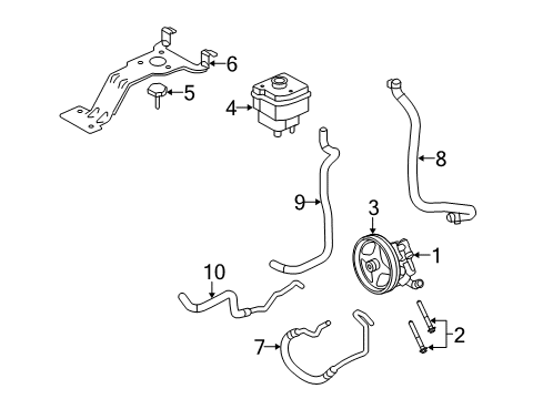 2012 Ford E-150 P/S Pump & Hoses, Steering Gear & Linkage Power Steering Pump Diagram for BC2Z-3A696-B