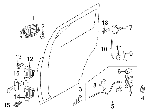 2007 Ford Expedition Front Door Latch Assembly Diagram for 9L1Z-78264A00-A