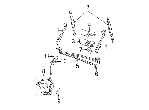 1996 Ford E-250 Econoline Wiper & Washer Components Motor Diagram for 6C2Z-17508-AARM