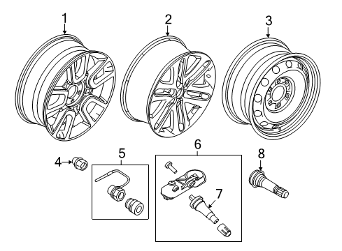 2010 Ford F-150 Wheels, Covers & Trim Wheel, Alloy Diagram for AL3Z-1007-C