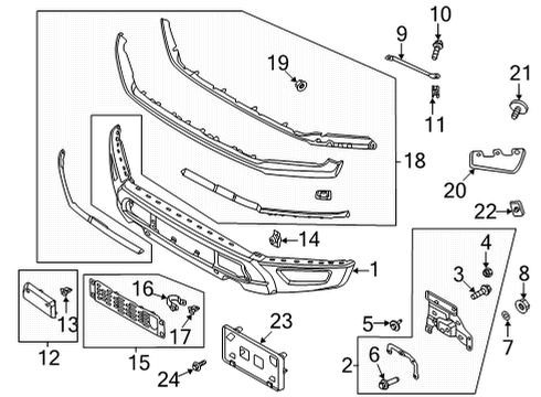 2021 Ford F-150 Bumper & Components - Front End Panel Nut Diagram for -W711670-S442