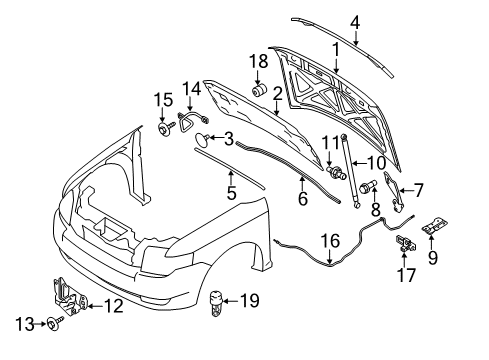 2014 Ford Flex Anti-Theft Components Release Cable Diagram for 8A8Z-16916-A