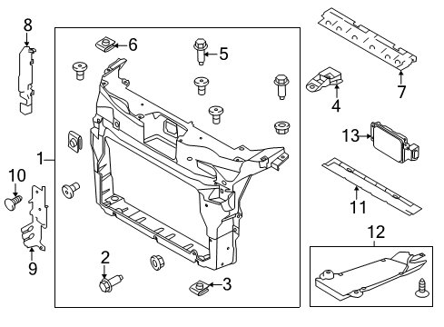 2014 Ford Explorer Radiator Support Radiator Support Diagram for BB5Z-16138-A