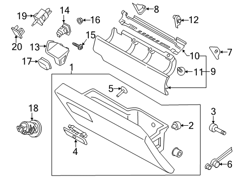 2018 Ford F-250 Super Duty Glove Box Latch Screw Diagram for -W701680-S424