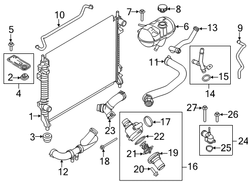 2021 Ford Mustang Radiator & Components Upper Bracket Diagram for JR3Z-8A193-A