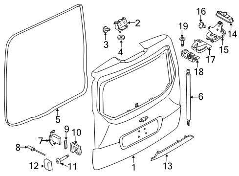 2014 Ford Transit Connect Lift Gate Latch Diagram for 8M5Z-5843150-F