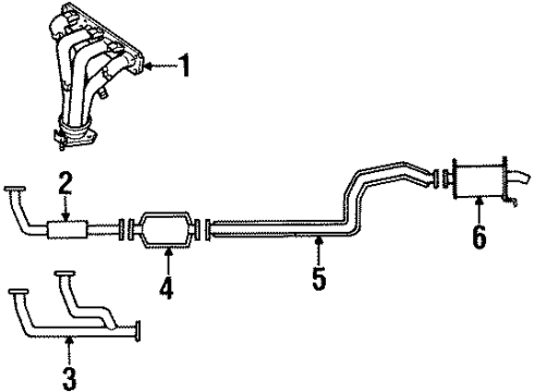 1994 Ford Probe Exhaust Manifold Manifold Gasket Diagram for F32Z9448B