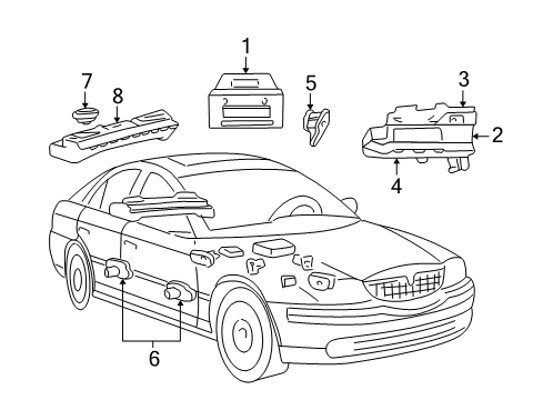 2002 Lincoln LS Sound System Package Tray Speaker Diagram for 6U5Z-18808-AA