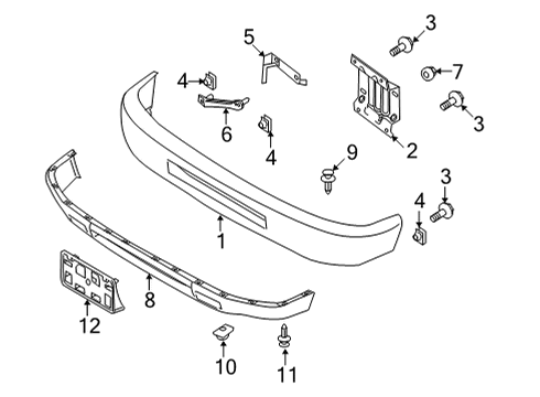 2021 Ford E-350 Super Duty Bumper & Components - Front License Bracket Diagram for 8C2Z-17A385-AA