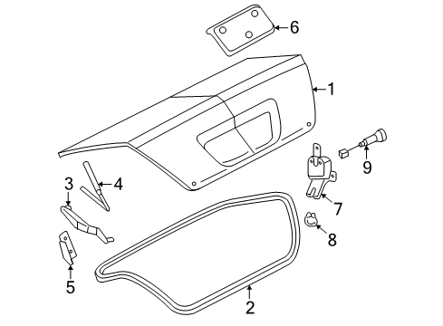 2007 Mercury Montego Trunk Lock Assembly Diagram for 6G1Z-5443200-A