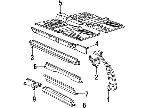1985 Ford EXP Hinge Pillar, Rocker, Floor & Rails Alternator Diagram for E4FZ-8620-C