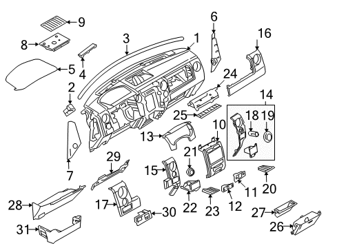 2010 Ford F-150 Instrument Panel Side Panel Diagram for 9L3Z-1504338-CB