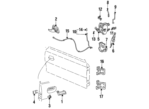1995 Ford Mustang Lock & Hardware Actuator Diagram for F7ZZ-63218A42-A