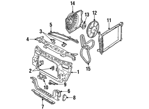 1992 Ford Taurus Radiator & Components, Radiator Support, Cooling Fan, Belts & Pulleys Fan Motor Diagram for E8FZ8K621A