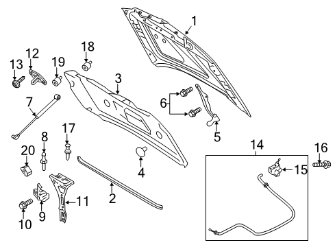 2015 Lincoln Navigator Hood & Components Release Cable Diagram for FL7Z-16916-A