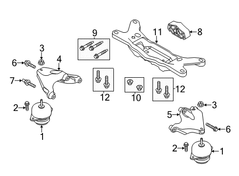 2015 Ford Mustang Manual Transmission Support Bracket Diagram for BR3Z-6028-A