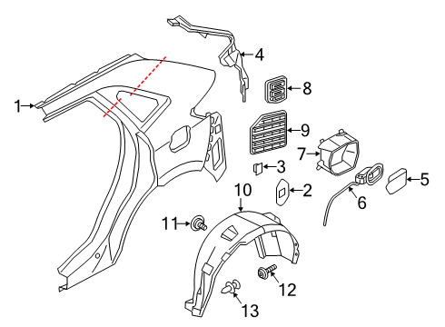 2017 Ford Edge Quarter Panel & Components Vent Grille Diagram for FT4Z-58280B63-C
