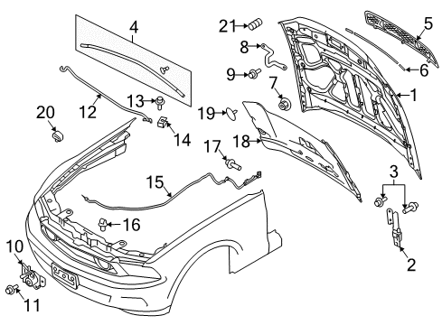 2011 Ford Mustang Hood & Components Hood Diagram for AR3Z-16612-A