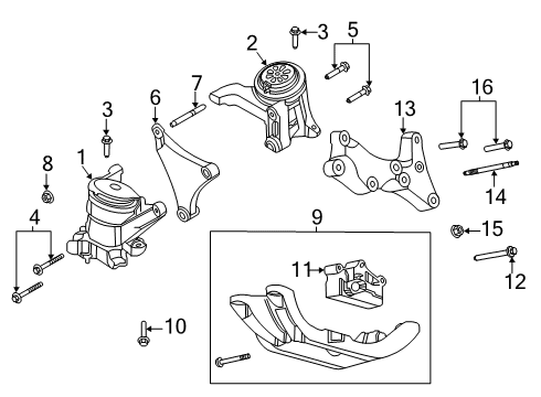 2022 Ford Explorer Engine & Trans Mounting Buckle Nut Diagram for -W716300-S450B