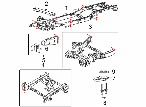 2012 Ford F-150 Frame & Components Front Rail Diagram for 9L3Z-5D059-A