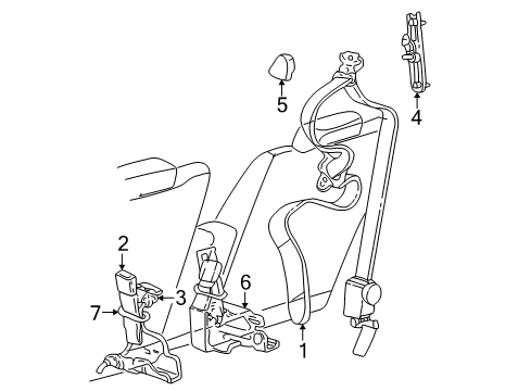 2004 Ford Crown Victoria Seat Belt Retractor Assembly Diagram for 3W7Z-54611B09-AAC
