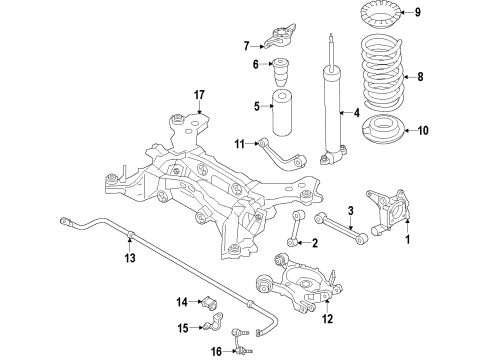 2017 Ford Fusion Rear Suspension Components, Lower Control Arm, Upper Control Arm, Ride Control, Stabilizer Bar Coil Spring Diagram for DG9Z-5560-X