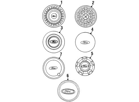 2001 Ford Crown Victoria Wheel Covers & Trim Center Cap Diagram for YW7Z-1130-AA