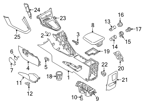 2015 Ford Focus Center Console Cup Holder Screw Diagram for F1EZ-00813-A