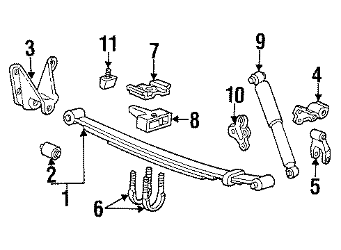 1994 Ford Ranger Rear Suspension Components, Stabilizer Bar Cap Spacer Diagram for E6TZ-5598-C