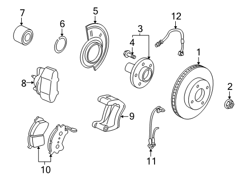 2007 Mercury Mariner Brake Components Rear Shoes Diagram for 1U2Z-2V200-RBRM