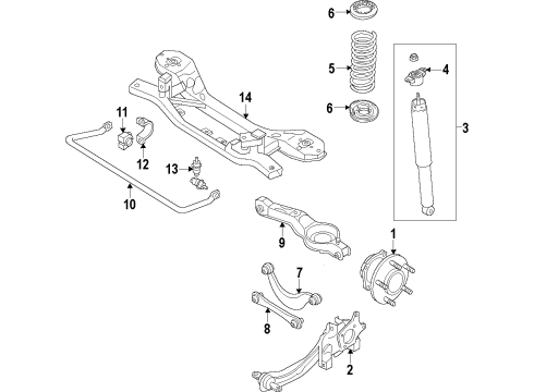 2012 Ford Focus Rear Suspension Components, Lower Control Arm, Upper Control Arm, Stabilizer Bar Link Diagram for CV6Z-5K484-C
