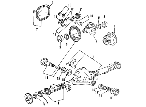 1993 Ford Explorer Rear Axle, Differential, Propeller Shaft Front Yoke Diagram for E1DZ-4782-A