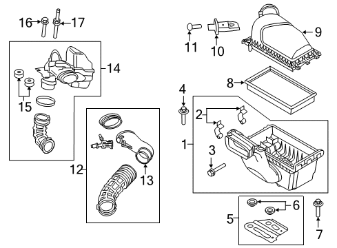 2017 Ford Explorer Air Intake Lower Tray Grommet Diagram for F4ZZ-9P686-A