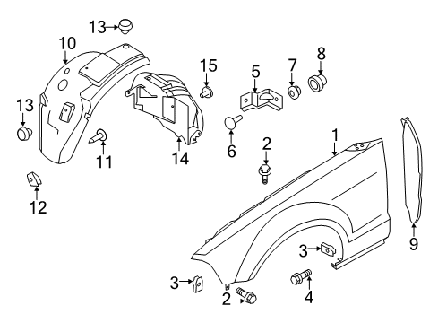 2014 Ford Mustang Fender & Components Fender Diagram for AR3Z-16005-A