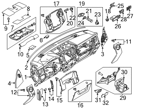 2016 Ford F-350 Super Duty Instrument Panel Closure Panel Diagram for BC3Z-2504459-AB